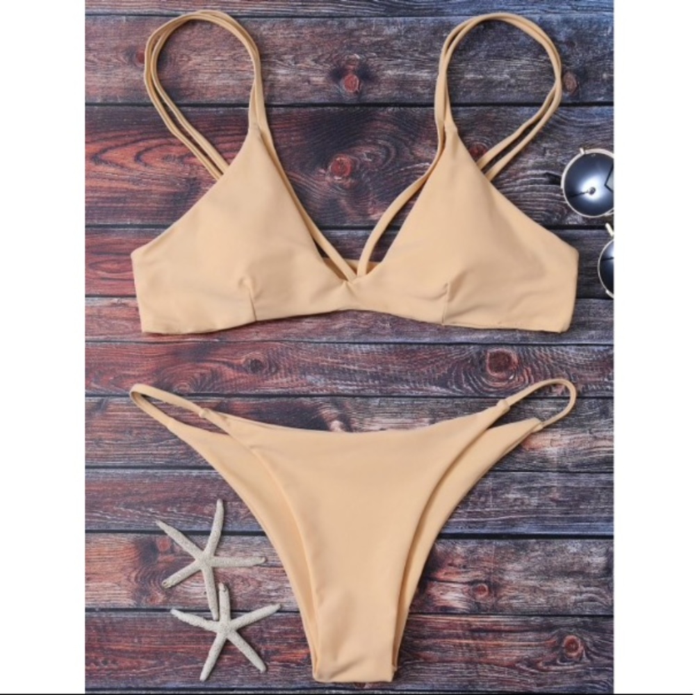 Zaful high leg strappy bikini set size small